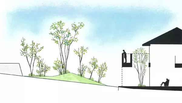 「美しい丘のある庭」の画像