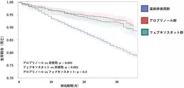 「透析患者の生命予後や心血管イベントと尿酸生成抑制薬(XOR阻害薬)による治療との関連性における、尿酸排泄トランスポーター機能保持の重要性」の画像