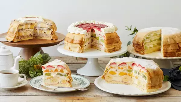 「【Afternoon Tea LOVE&TABLE】"シャインマスカット" や “渋皮栗” など、秋のミルクレープ3種を発売！マロン×ピスタチオの新作クレープセットも」の画像