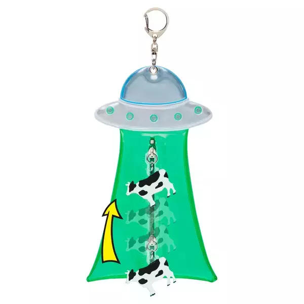 「開け閉めするたびに牛がさらわれる！？『未確認飛行』シリーズにネオンカラーのUFO型フラットポーチが新登場」の画像