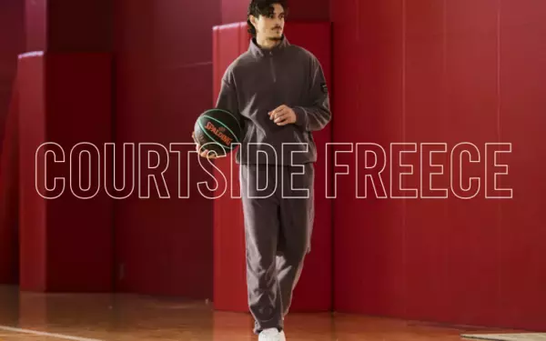 COURTSIDE FREECE（コートサイドフリース）シリーズプレー前のアップ、移動時に身体を暖かく包み込む軽量で防寒性に優れる機能的なフリースウェアシリーズ 好評発売中