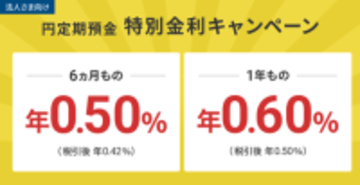 住信SBIネット銀行、「法人さま向け 円定期預金 特別金利キャンペーン」実施のお知らせ