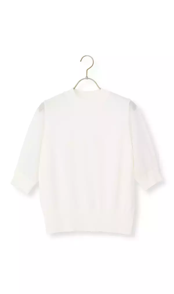 「一枚でも透けを気にせず着用可能、夏の上品スタイルに　「抜け感」と「きちんと感」を両立させた『袖だけシアーニット』が新登場」の画像