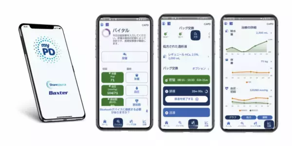 「腹膜透析の治療データを医療者と共有するアプリMyPD が登場　　　～CAPD の治療環境もリモート管理で「おうち透析（腹膜透析）」に安心感を～」の画像