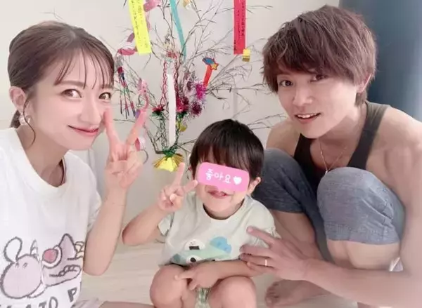 辻希美、夫・杉浦太陽＆三男との“七夕”3SHOTを公開「今日は夕飯…」