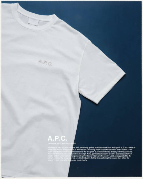 A.P.C.別注TシャツをFREAK’S STOREが3月中旬発売。シンプルで洗練されたロゴがデザイン