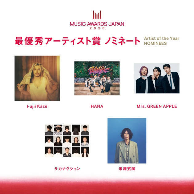 「MUSIC AWARDS JAPAN 2026」主要6部門ノミネート作品から探る日本の音楽の現在地