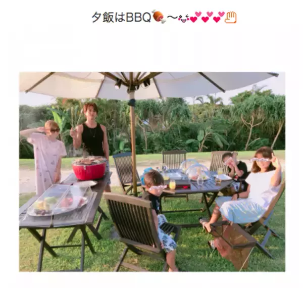 辻希美、沖縄で夏休みを満喫する家族5人写真を公開「大自然の中で…」