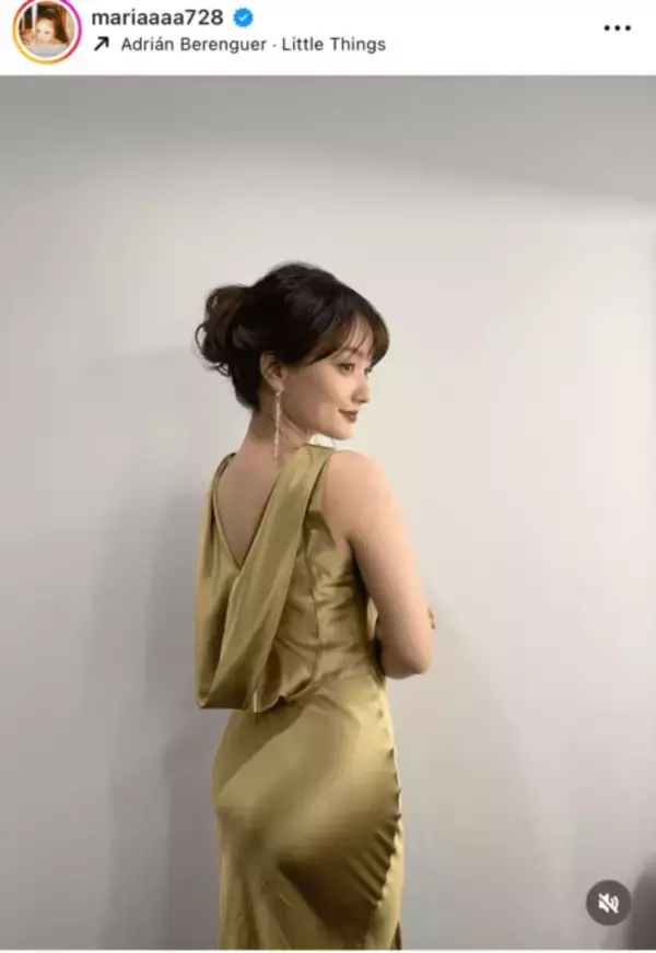 「スタイル抜群」谷まりあ、美ボディライン際立つゴールドドレスSHOに反響「めっちゃセクシー」