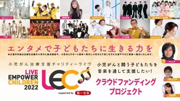 独占コメントも到着！「小児がんと闘う子どもたちの支援」を目指す注目プロジェクトが本年度も始動＆ 豪華アーティスト陣が参加するチャリティー音楽ライヴを通じたクラウドファンディングを公開