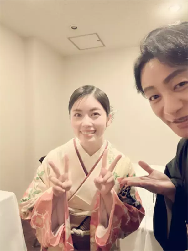 片岡愛之助、華やかな振袖姿の小芝風花との2ショット　同郷・堺トークで盛り上がる