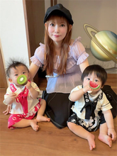 中川翔子、お揃いはっぴ姿の双子と初めてのお祭りへ「疲れてバタンのふたごかわいかった」