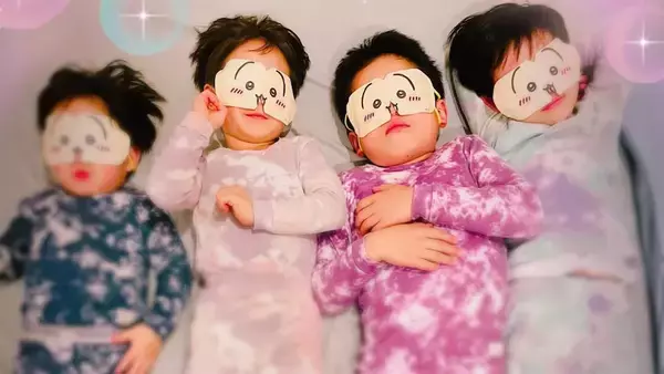 平愛梨、長友4兄弟が仲良く眠る川の字ショット公開「可愛過ぎます」「幸せな光景」