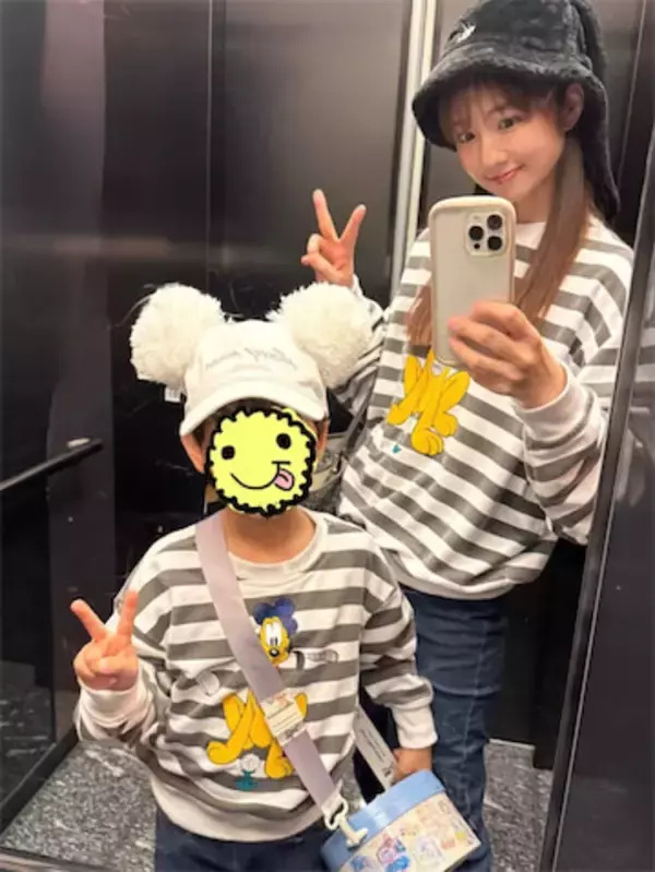 小倉優子、三男と“おそろい”ディズニー&長男とバッティングセンター「可愛いママがいて自慢でしょうね～」