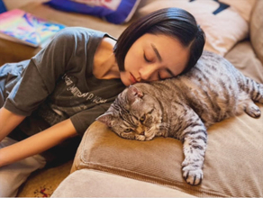 「ちょっと甘えるつもりが…」安達祐実、愛猫とのお昼寝ショットが話題