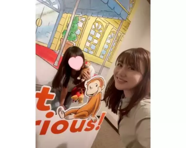 安めぐみ、家族で夏休み満喫「おさるのジョージ展」で仲良し母娘ショット