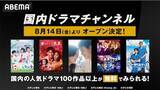 「新チャンネル「国内ドラマチャンネル」ABEMAに開設決定」の画像1