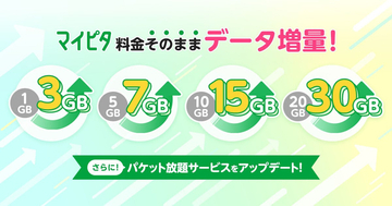 mineo、「マイピタ」のデータ容量を拡充 - 最小3GBから、料金は据え置き