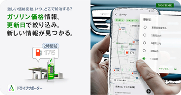 ガソリン最安値を1日以内の情報から検索できる、「NAVITIMEドライブサポーター」に新機能