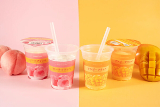 【ファミマ】ごろっと白桃果肉の「ピーチフラッペ」＆とろっとあまい「マンゴーフラッペ」発売 - まるで果実をかじったような味わい
