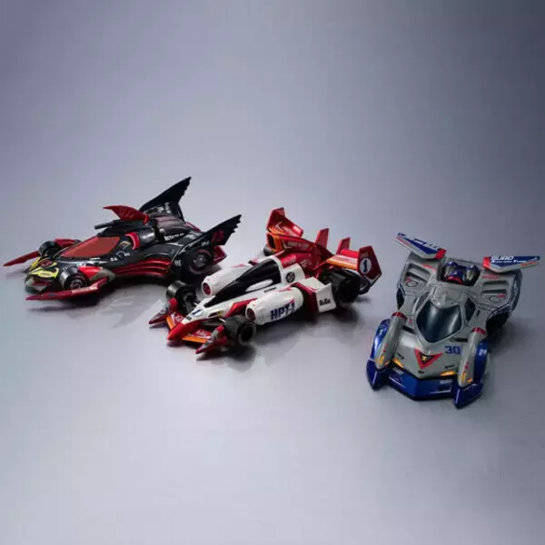 『新世紀GPXサイバーフォーミュラ』「アスラーダG.S.X エアロモード」「ナイトセイバー005」「ミッショネルVR-4」が3台セットで登場