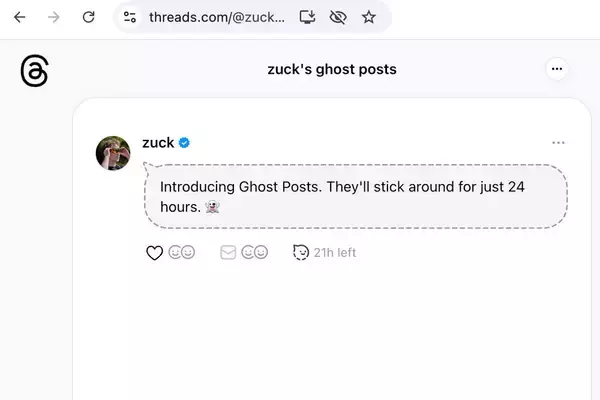 Threadsに“24時間で消える”新機能「ゴースト投稿」、返信は受信箱へ