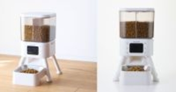 2種類のフードを分けてあげられるタイマー式自動給餌器 - エレコム