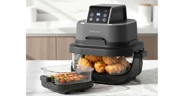 調理中の食材がよく見えるノンフライヤー「EPEIOS ガラスホットフライヤー」