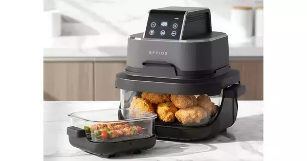 調理中の食材がよく見えるノンフライヤー「EPEIOS ガラスホットフライヤー」