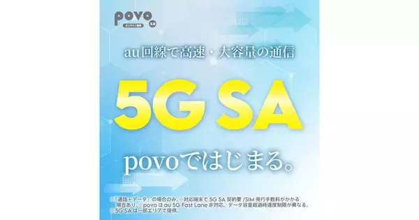 povo2.0、「5G SA」サービスを提供開始 - 10月31日までの申し込みでデータ使い放題24時間を進呈
