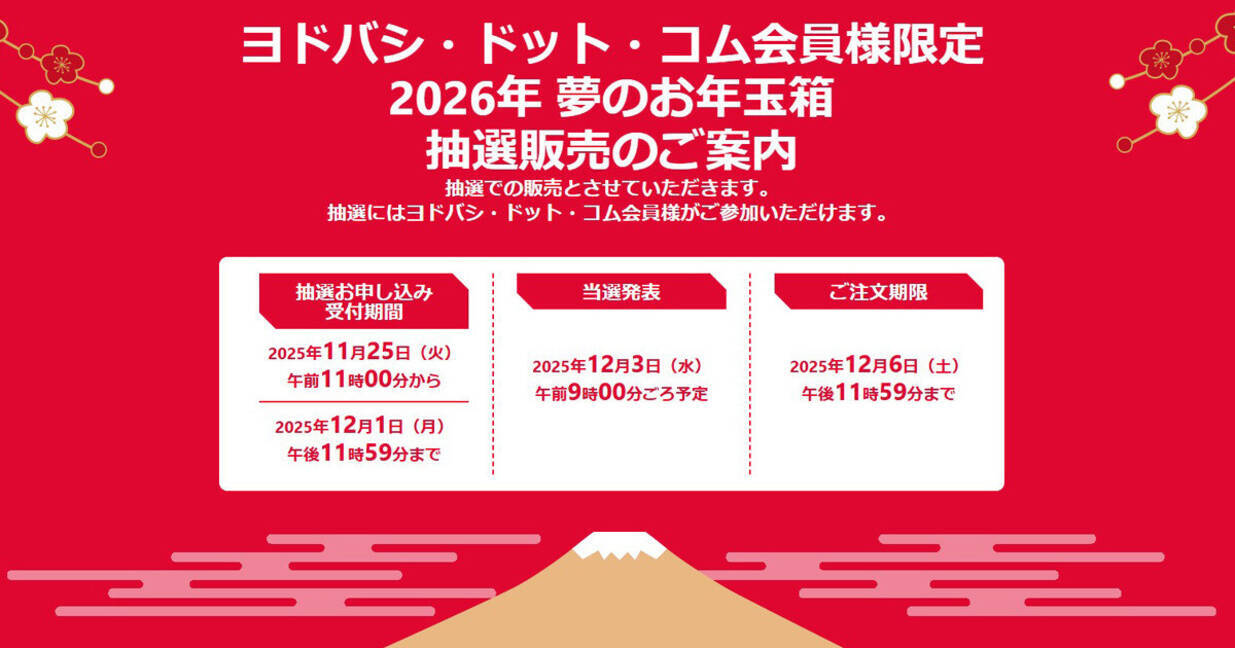 ヨドバシ「2026年 夢のお年玉箱」全64種で受付開始！ 申し込みは12月1 