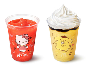 【マクドナルド】「ハローキティのジューシーいちごスムージー」「ポムポムプリンのクリーミープリンフラッペ」発売