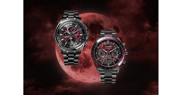 シチズン アテッサ新作、皆既月食“Blood Moon”を描いた2つの限定モデル「Shades of Red」
