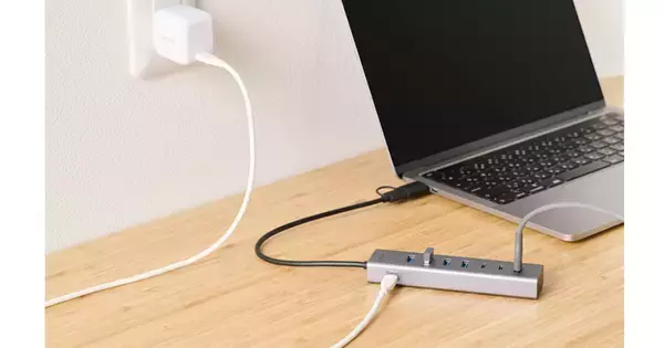 もうUSB不足に困らない、7ポート搭載のケーブル一体型USBハブ - エレコム