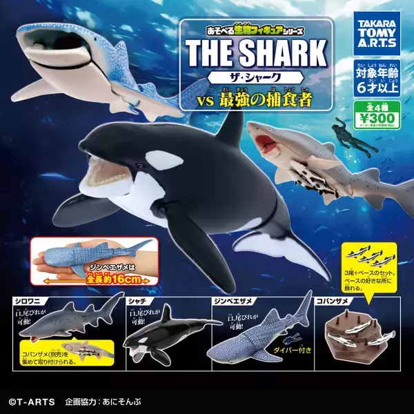 【新作ガチャ】サメ＆シャチ登場!「あそべる生物フィギュアシリーズ 」新作はコバンザメも