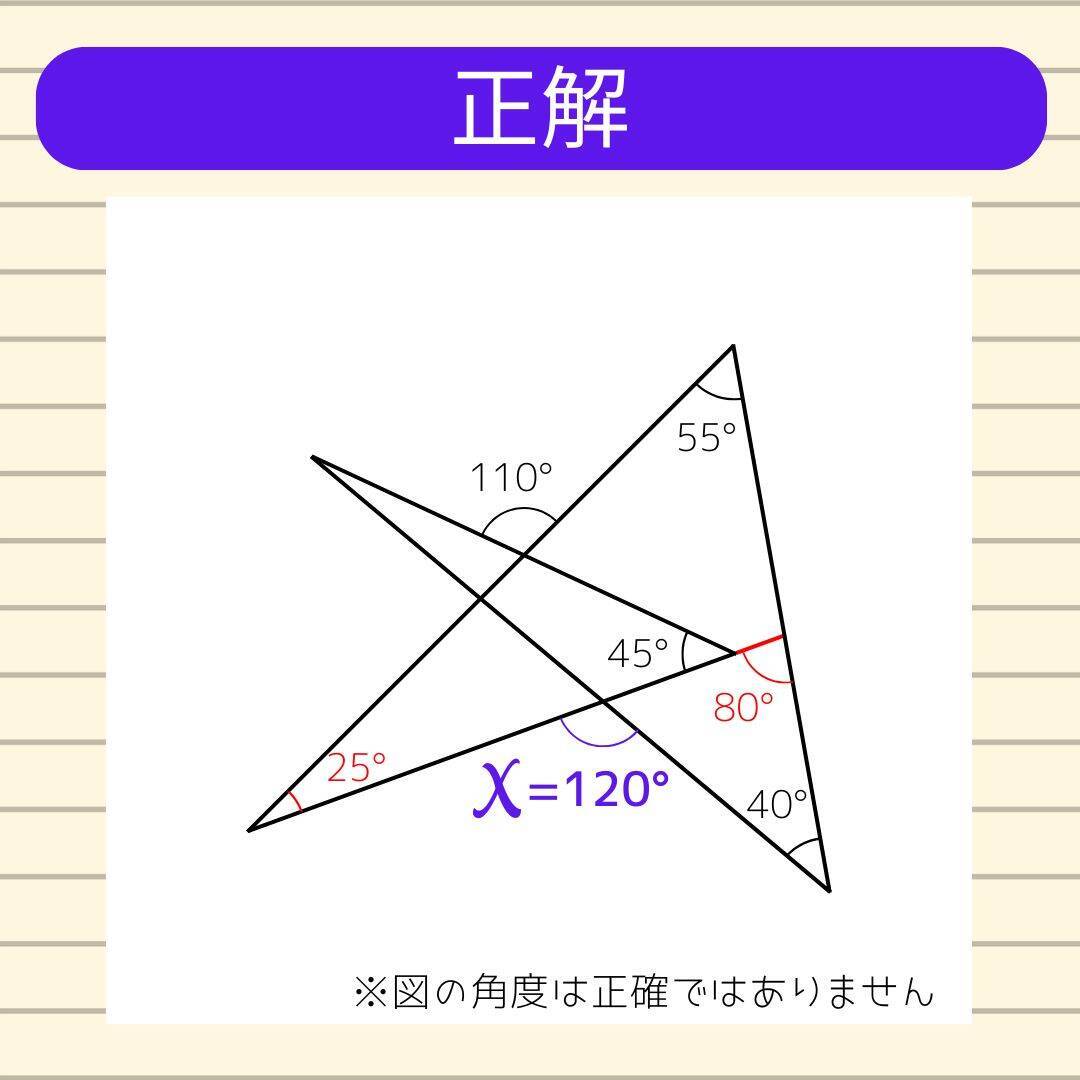 【角度当てクイズ Vol.2334】xの角度は何度？