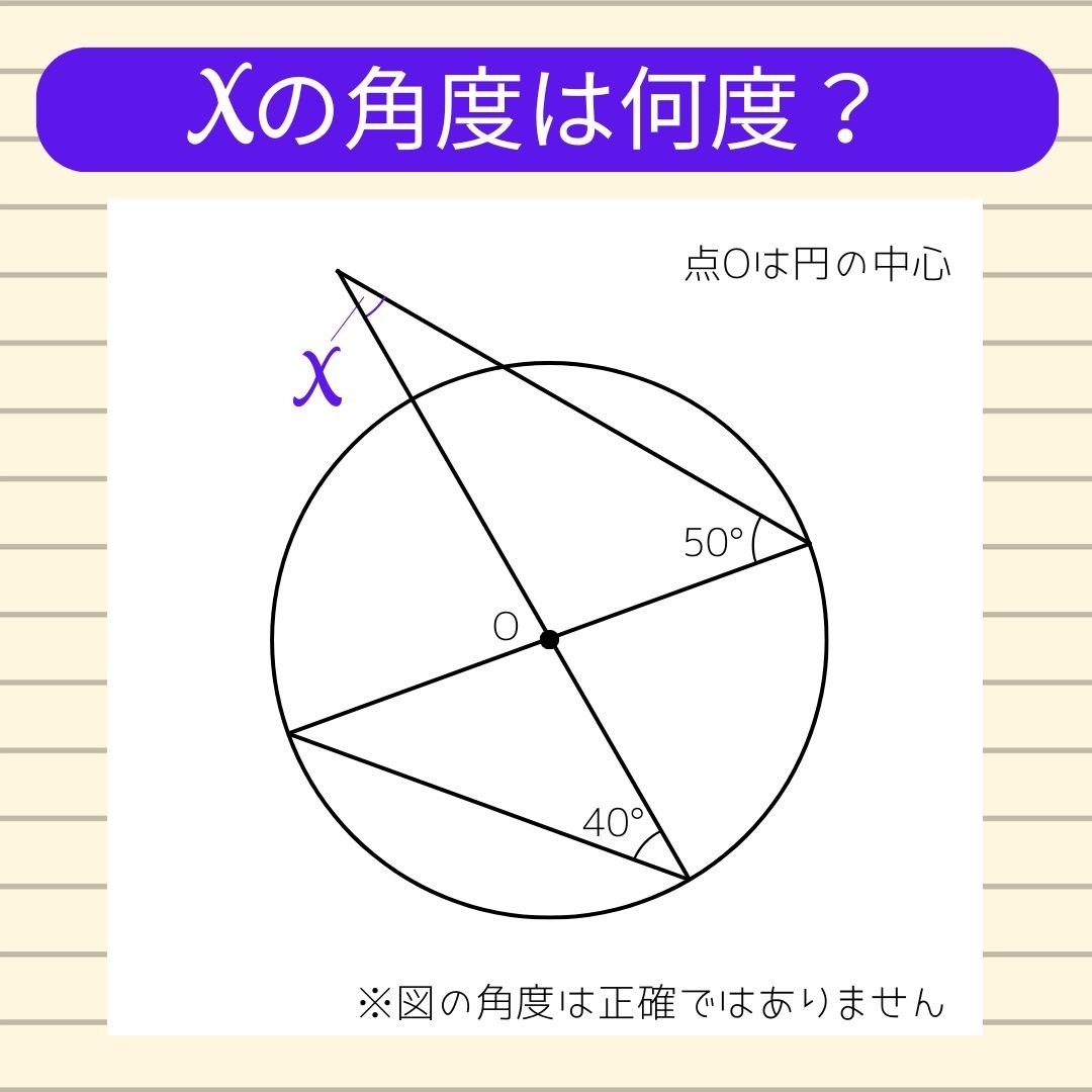 【角度当てクイズ Vol.1748】xの角度は何度？