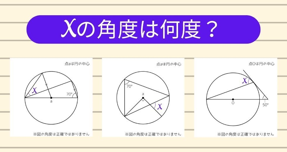 【角度当てクイズ Vol.2311】xの角度は何度？＜全3問＞