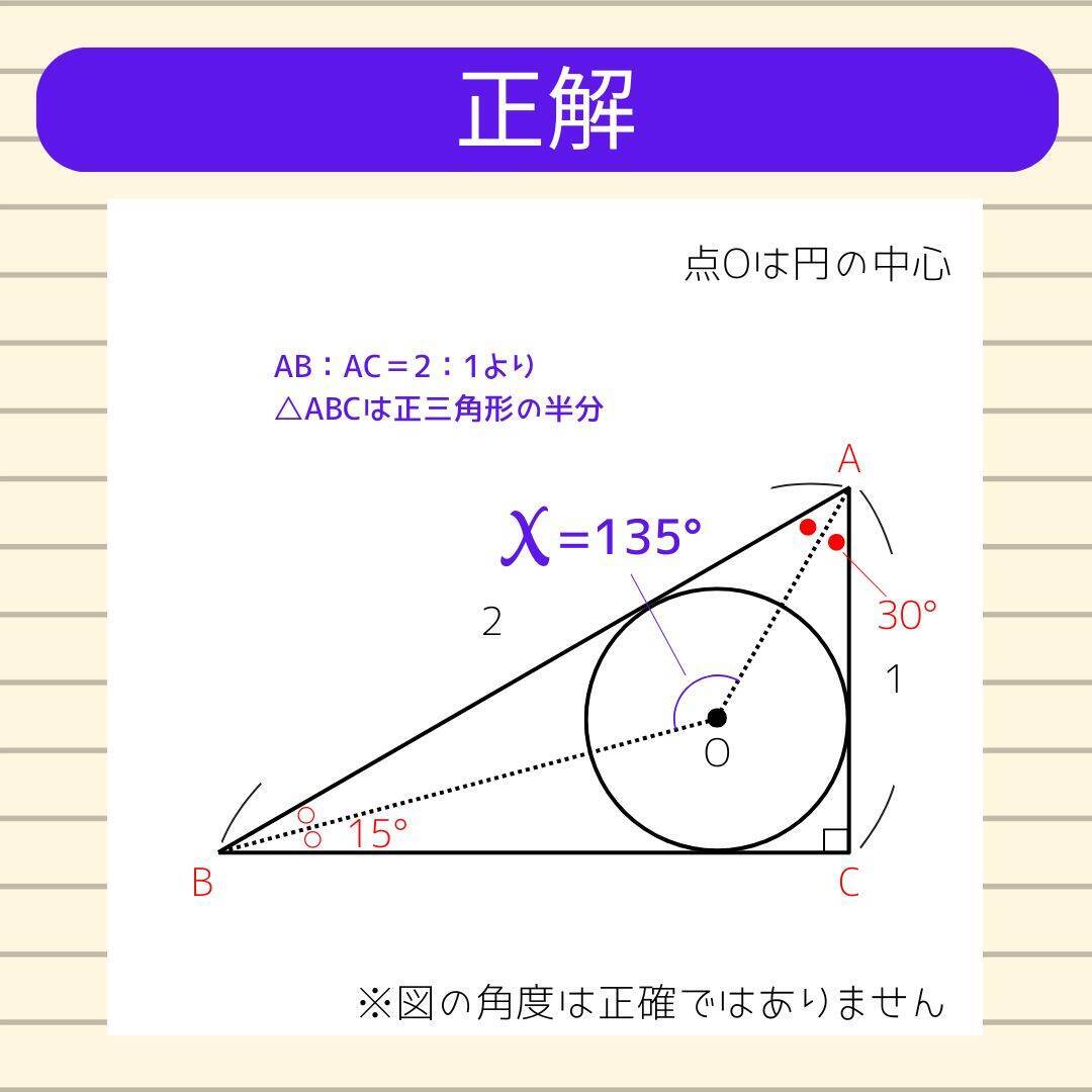 【角度当てクイズ Vol.1884】xの角度は何度？