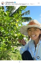 田中律子、沖縄での自家栽培フルーツ収穫を報告「汗だく、蚊にさされまくり」