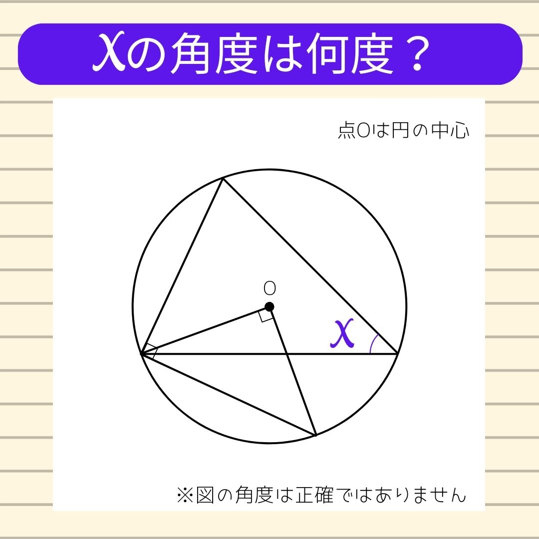 【角度当てクイズ Vol.1588】xの角度は何度？