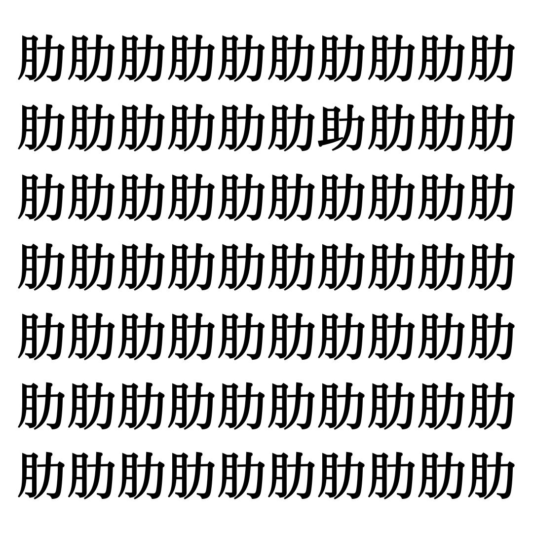 【漢字探しクイズ Vol.142】ずらっと並んだ「肋」の中にまぎれた別の漢字一文字は？