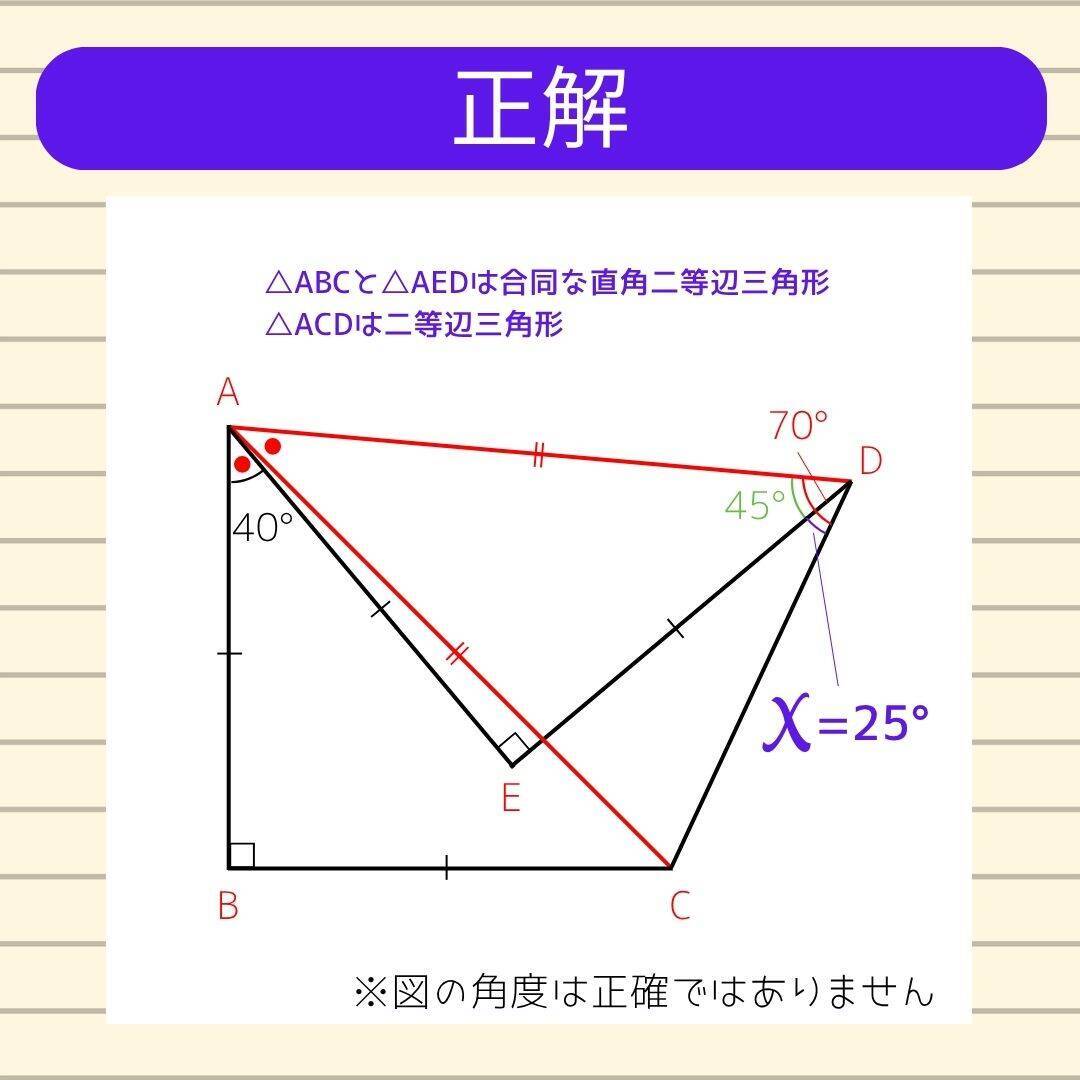 【角度当てクイズ Vol.2272】xの角度は何度？