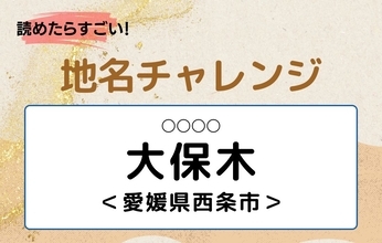 【読めたらすごい！地名チャレンジ Vol.258】「大保木」なんと読む？＜愛媛県西条市＞