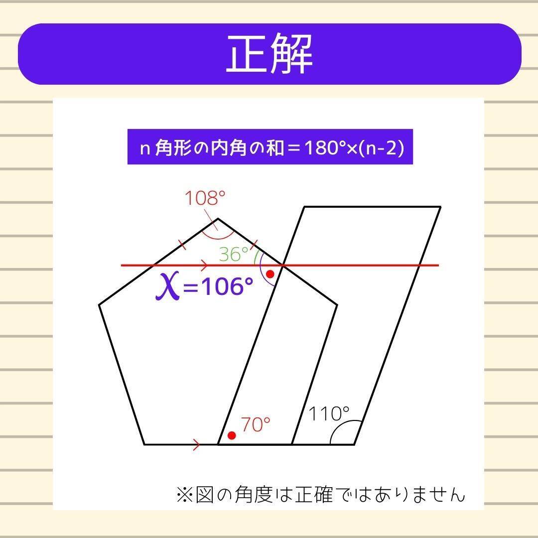 【角度当てクイズ Vol.1970】xの角度は何度？
