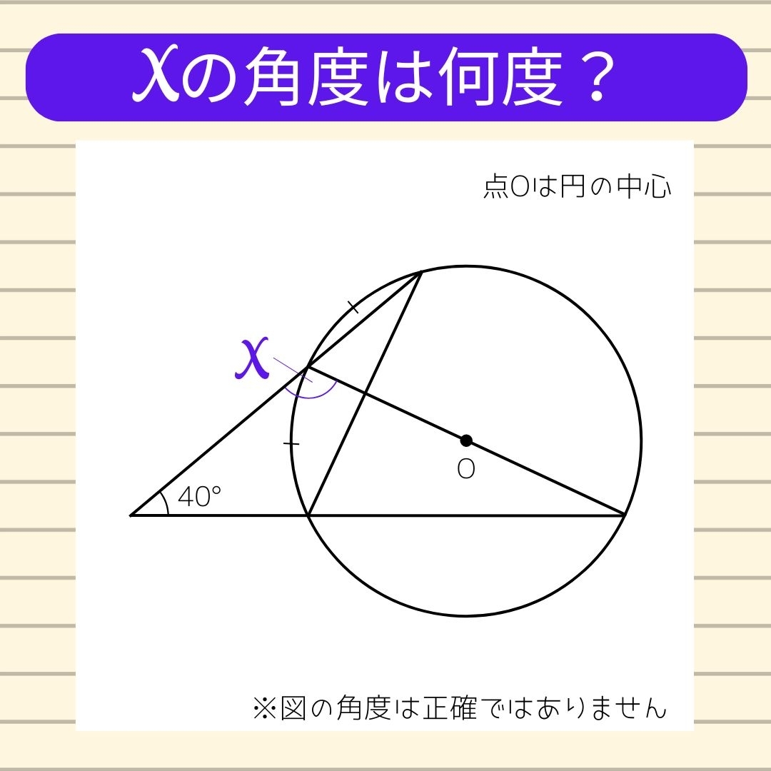 【角度当てクイズ Vol.1484】xの角度は何度？