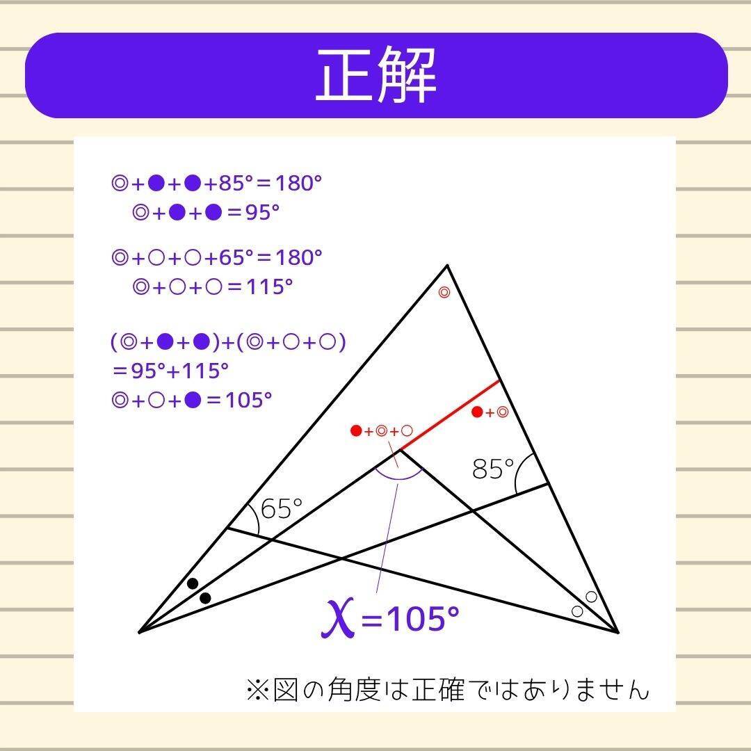 【角度当てクイズ Vol.2432】xの角度は何度？