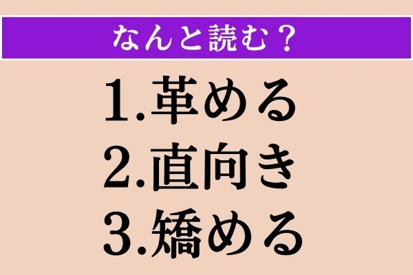 【難読漢字】「革める」「直向き」「矯める」読める？