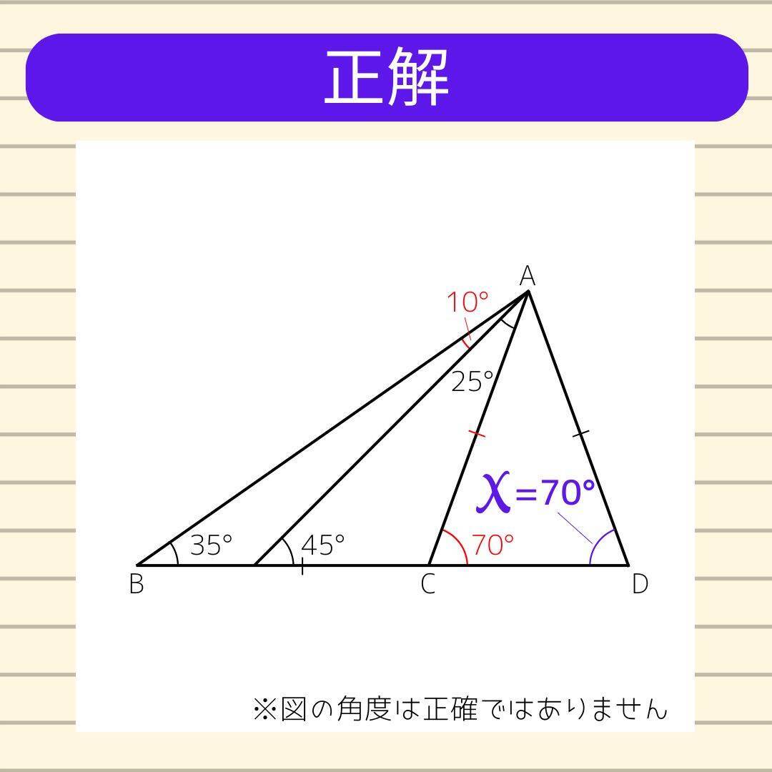 【角度当てクイズ Vol.2038】xの角度は何度？