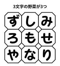 【単語パズル Vol.22】3文字の野菜を3つ見つけて！